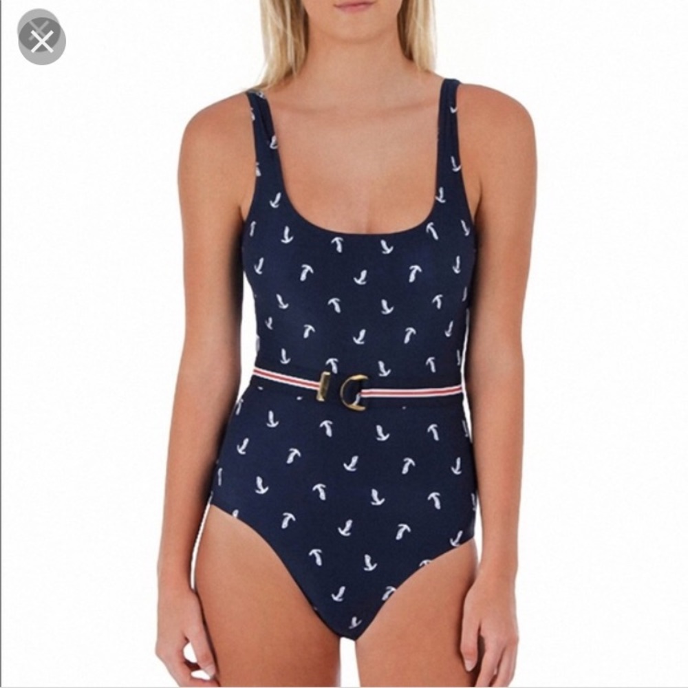 Tommy Hilfiger Navy Anchor U-neck swimsuit size 10